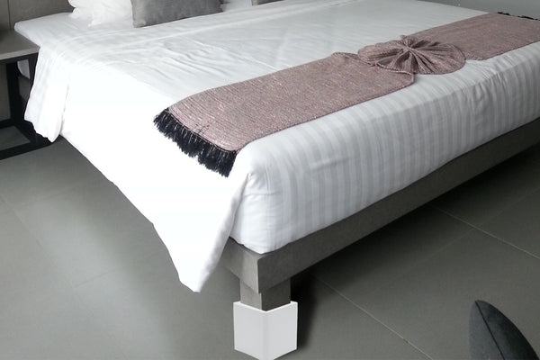 DuraCasa 5 Inch Bed Risers - Fits Huge 5.5 Inch Bed or Furniture Post, Creates an Additional 5 Inches of Height or Storage! Heavy-Duty Table, Chair, Desk or Sofa Riser (4, 5 Inch White)