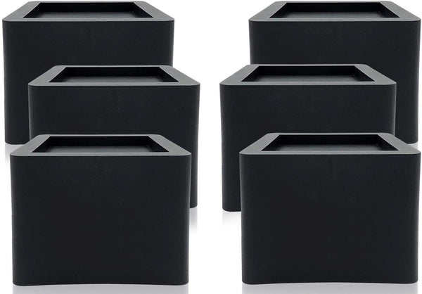 DuraCasa 5 Inch Bed Risers - Fits Huge 5.5 Inch Bed or Furniture Post, Creates an Additional 5 Inches of Height or Storage! Heavy-Duty Table, Chair, Desk or Sofa Riser (6, 5 Inch Black)