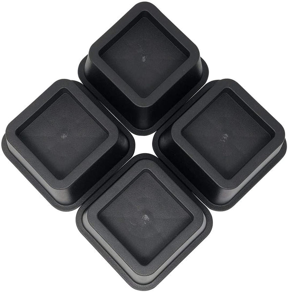 DuraCasa Bed Risers - Raises Your Bed or Furniture to Create an Additional 2 Inches of Storage! Reinforced New Heavy-Duty Design to Hold Over 2000 LBS! Desk or Sofa Lift (Black 4 Pack)