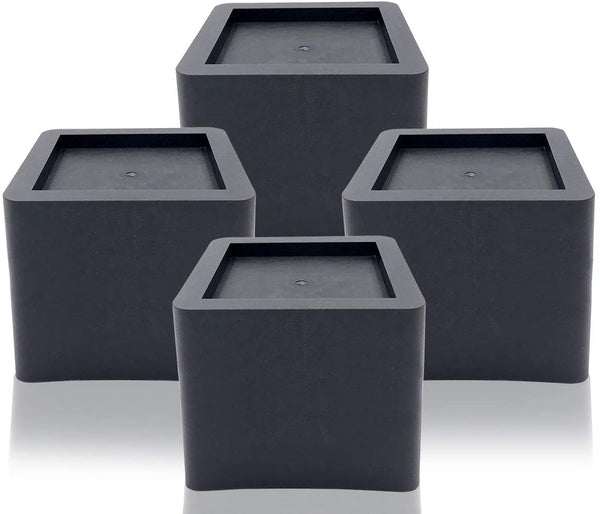 DuraCasa 5 Inch Bed Risers - Fits Huge 5.5 Inch Bed or Furniture Post, Creates an Additional 5 Inches of Height or Storage! Heavy-Duty Table, Chair, Desk or Sofa Riser (4, 5 Inch Black)