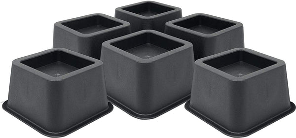 DuraCasa Bed Risers - Raises Your Bed or Furniture to Create an Additional 2 Inches of Storage! Reinforced New Heavy-Duty Design to Hold Over 2000 LBS! Desk or Sofa Lift (Black 6 Pack)