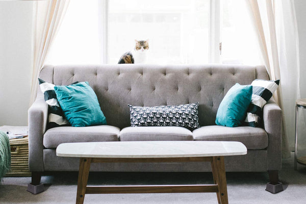 DuraCasa Bed Risers - Raises Your Bed or Furniture to Create an Additional 2 Inches of Storage! Reinforced New Heavy-Duty Design to Hold Over 2000 LBS! Desk or Sofa Lift (Black 6 Pack)