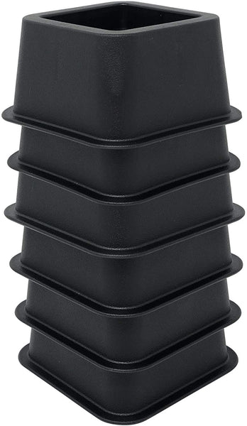 DuraCasa Bed Risers - Raises Your Bed or Furniture to Create an Additional 2 Inches of Storage! Reinforced New Heavy-Duty Design to Hold Over 2000 LBS! Desk or Sofa Lift (Black 6 Pack)