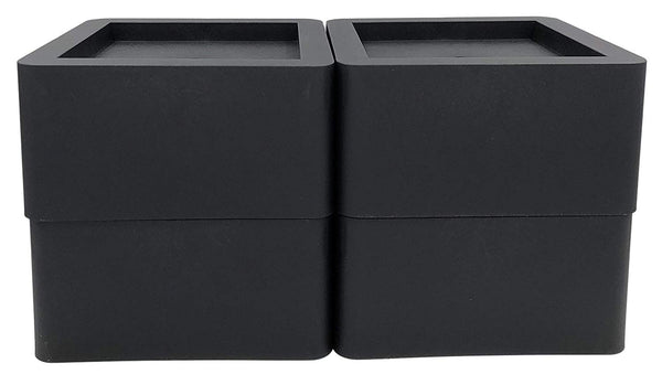 DuraCasa 3 Inch Bed Risers - Fits Huge 5.5 Inch Bed or Furniture Post, Creates an Additional 3 Inches of Height or Storage! Heavy-Duty Table, Chair, Desk or Sofa Riser (4, 3 Inch Black)