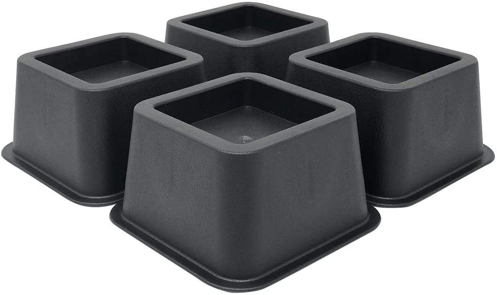 DuraCasa Bed Risers - Raises Your Bed or Furniture to Create an Additional 2 Inches of Storage! Reinforced New Heavy-Duty Design to Hold Over 2000 LBS! Desk or Sofa Lift (Black 4 Pack)