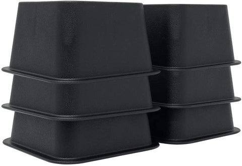 DuraCasa Bed Risers - Raises Your Bed or Furniture to Create an Additional 2 Inches of Storage! Reinforced New Heavy-Duty Design to Hold Over 2000 LBS! Desk or Sofa Lift (Black 6 Pack)