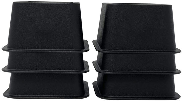 DuraCasa Bed Risers - Raises Your Bed or Furniture to Create an Additional 2 Inches of Storage! Reinforced New Heavy-Duty Design to Hold Over 2000 LBS! Desk or Sofa Lift (Black 6 Pack)